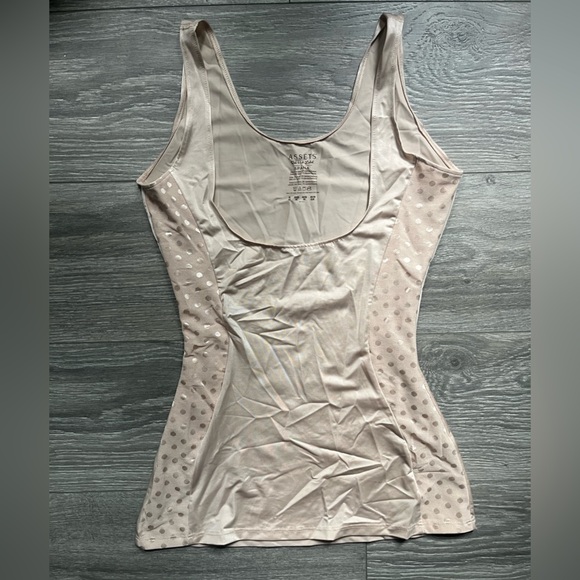 SPANX Assets Cream Polka Dot Satin Tank Top Shapewear Size XL - Picture 1 of 6